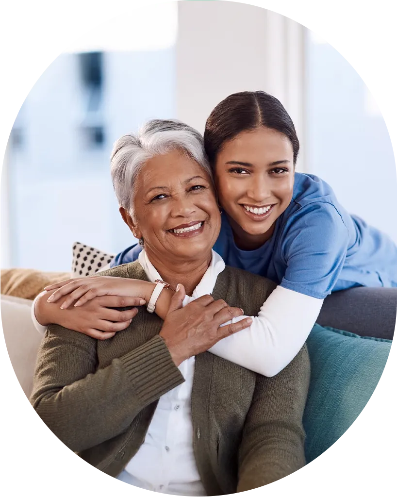 A resident spending time with a loved one