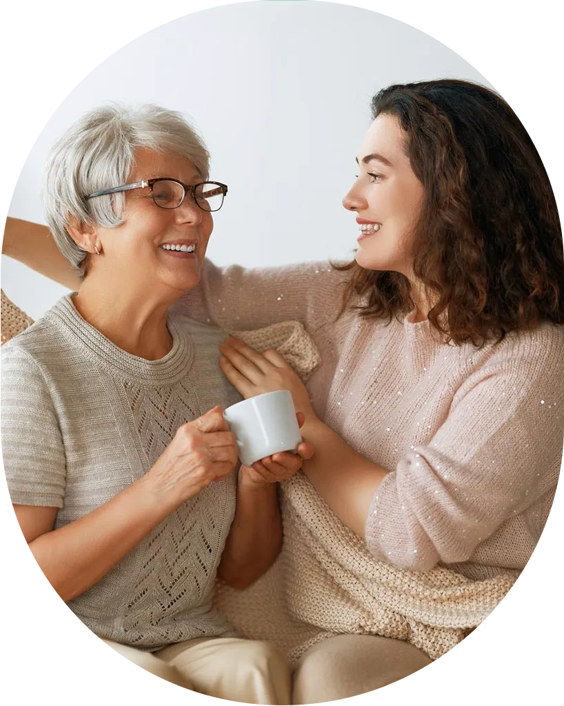 A resident spending time with a loved one